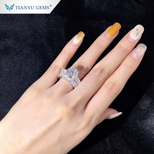 Anillos de Plata Tianyu, Joyería Personalizada, Moissanita de 4 Quilates, Plata de Ley 925, Conjunto de Anillos de Compromiso y Boda con Moissanita - Product Image 5