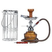 Set Lengkap Hookah Shisha Portabel dengan Batang Paduan Seng dan Kaca Maya, Teknik Buram