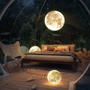Lampadario a Sospensione LED in Acrilico a Forma di Luna e <span class=keywords><strong>Pianeta</strong></span>, Altezza Regolabile, Luce Calda, Artistico, Stile Nordico per Ristoranti - Product Image 3