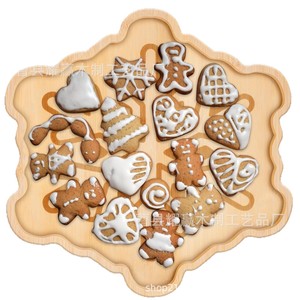 Juego de bandejas de bambú con diseño de copo de nieve, plato de postre de madera natural para aperitivos de fiesta navideña - Product Image 5