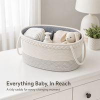 Panier de rangement pliable en corde de coton tressée pour couches et essentiels de bébé, sac de maman, organisateur de couches pour la crèche