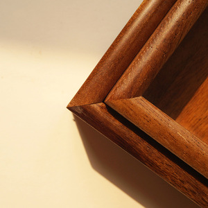 Plateau de service en bois de noyer GOODBYE 30x20cm, plateau de rangement élégant en bois massif pour la maison, le bureau, le thé, les fruits et les collations - Product Image 4