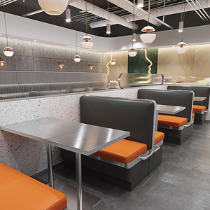 Anama-sofá de acero inoxidable cromado para restaurante, mueble de mesa y silla para <span class=keywords><strong>Bar</strong></span> y cafetería - Product Image 3