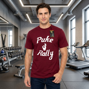 เสื้อยืดแขนสั้นผู้ชายสีน้ำตาลแดง Puke Rally ทรงปกติ คอกลม พิมพ์ลายสไตล์ลำลอง - Product Image 4