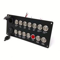 Panneau de commande à boutons poussoirs 12V/24V avec double chargeur USB, boîtier de commutation métallique 14 gangs pour bateau, camping-car, camion, tableau de bord de voiture