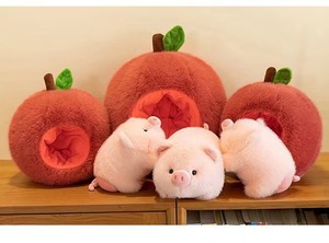 XH Trendy Peluche de Cerdo con Patrón de Manzana, Nuevo Modelo Bordado, Muñeco Desmontable, Alivio del Estrés, Regalo de Algodón PP - Product Image 5