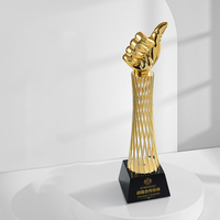 Trophée personnalisé en métal pour entreprise, réunion annuelle, souvenir, récompense avec base en cristal