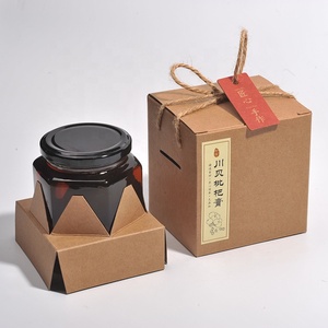 Boîte d'emballage hexagonale carrée en papier kraft ondulé de luxe portable pour bouteilles et pots, avec insert, pour miel et produits apicoles, vente en gros - Product Image 3