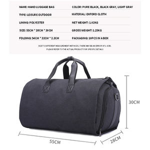Men's <strong>Breathable</strong> Waterproof <strong>Garment</strong> <strong>Bag</strong> Foldable Travel Duffle Suit Carrier - Product Image 3