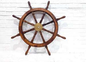 Roues nautiques de fabrication indienne avec des roues nautiques en bois massif de style antique en bois poli naturel - Product Image 2