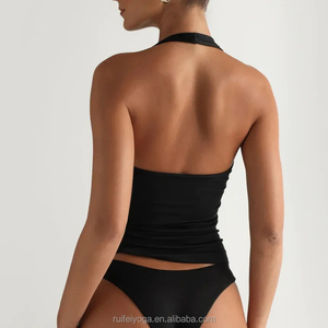 Bán Buôn Tùy Chỉnh Thiết Kế Thoáng Khí Không Tay Thể Thao Áo Sơ Mi Cổ Vuông Nén Phụ Nữ Halter Thể Thao Phòng Tập Thể Dục Workout Crop Tank Top - Product Image 6