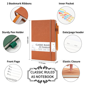 Cuaderno Personalizado con Cubierta de Cuero y Logotipo, A5, Rayado, 128 Páginas, 21x13cm, Agenda - Product Image 2