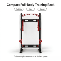 Estación Multifuncional Comercial de Acero Plegable para Montaje en Pared, con Rack de Sentadillas, Tubo 75x75 de 3mm, Máquina Smith Contrabalanceada y Entrenador Funcional