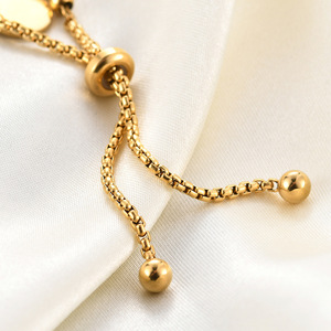 Gold Stainless Steel <b>Ball</b> <b>Bracelet</b> 10mm Adjustable With Tag For Women Everyday Wear - Product Image 4