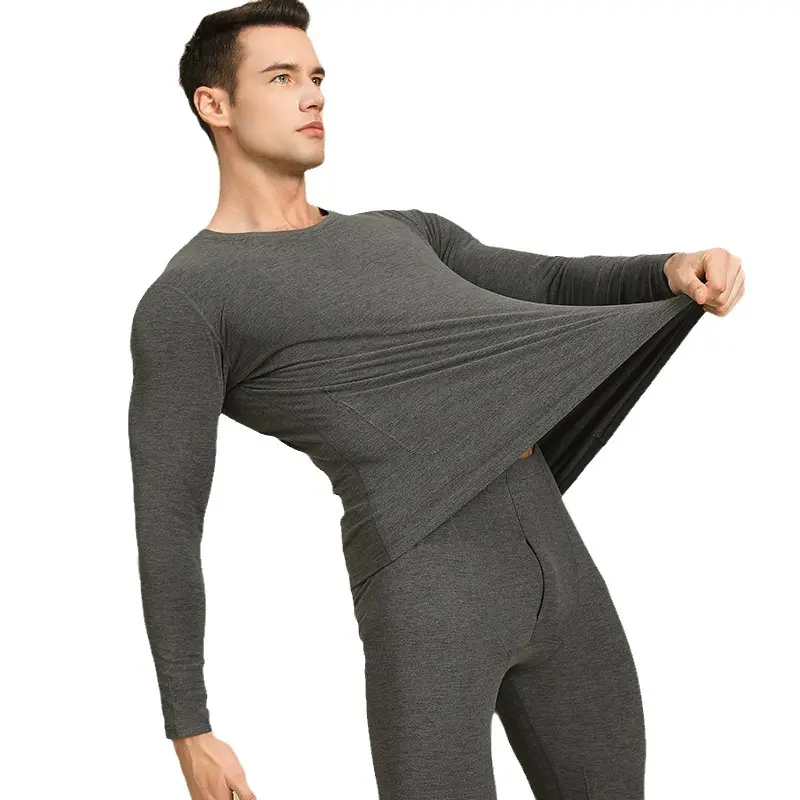 260g thick couple cashmere silk thermal underwear set men's and women's double-sided woolen and fleece autumn underwear
