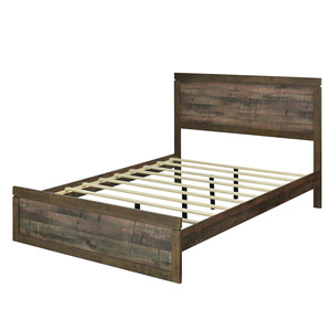 Platform <b>Bed</b> Wooden Rustic Vintage Style <b>Queen</b> <b>Size</b> Durable Framework Structure Grey Low Box - Product Image 4