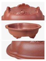 Pot Bunga Resin Desain Minimalis Rustic Sederhana Bentuk Teratai Tiga Kaki Wadah Dangkal Pengontrol Akar Pot Meja Besar