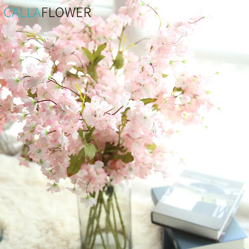 Большой красивый цветок вишни украшение стены Искусственный декоративный цветок H: 98,5 см