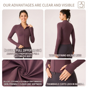 Chaqueta de Yoga con Cierre Completo y Logotipo Personalizado, Ajuste Delgado, Sensación Ligera y Transpirable, Top Deportivo para Gimnasio, Alta Elasticidad, Chaqueta de Fitness para Mujer - Product Image 2