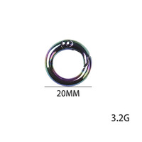 LFEDC Vente en gros promotionnelle Mousqueton rond en métal irisé plaqué UV de 20 mm avec fermoir à ressort et anneau en O