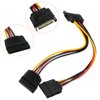 Cable Divisor en Y de Alta Calidad 2 en 1 SATA de 15 Pines Macho a SATA de 15 Pines Hembra, Cable de Alimentación SATA para Disco Duro de PC