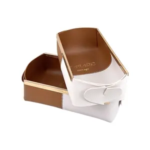 PU Storage Colorful Office Desk Holder Gift Box Folded Storage Basket Festival PU Leather Decoration Candy Box