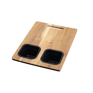 Tabla de cortar de Acacia Tabla de cortar vegetales de madera con contenedor plegable de silicona de grado alimenticio - Product Image 3