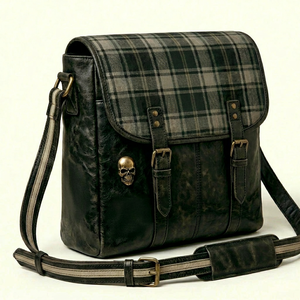 Gothic Punk <b>Student</b> <b>Backpack</b> Geometric Satchel PU Leather Detachable Zipper Crossbody Shoulder Bag for Daily Campus - Product Image 1