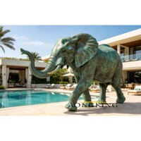 Statue d'éléphant en bronze coulé sur mesure, grandeur nature, pour jardin, sculpture indienne antique