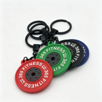 Llavero de PVC suave con diseño de disco de pesas mini personalizado, en relieve 3D, recuerdo de fitness, color personalizado, regalo para gimnasio, venta al por mayor, directo de fábrica