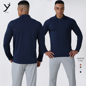 Camiseta de manga larga de alta elasticidad para hombre-Tops deportivos transpirables y absorbentes - Product Image 1