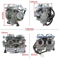 Carburateur de moto bicylindre Premium 26mm 250cc PD26J pour Honda Rebel CA250 CB250 CB250T CBT250 CMX250 CBT125 CBT150