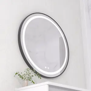 定制尺寸圆形发光二极管智能橱柜现代浴室镜子装饰浴室镜带发光二极管镜子灯