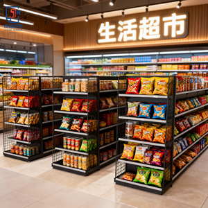 Estante Metálico <span class=keywords><strong>de</strong></span> Exhibición para Frutas y Verduras <span class=keywords><strong>de</strong></span> Supermercado, <span class=keywords><strong>de</strong></span> Doble Cara, Ligero y <span class=keywords><strong>de</strong></span> Alta Calidad Personalizado - Product Image 6