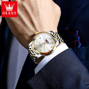   Montre sport à quartz lumineuse étanche en acier inoxydable avec logo personnalisé de luxe, calendrier classique des phases lunaires, pour homme - Modèle 3656 OEM - Product Image 4