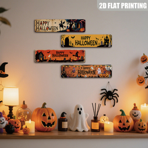 Targa in Metallo Vintage con Casa Stregata, <span class=keywords><strong>Zucca</strong></span> e Fantasma per Halloween - Product Image 3