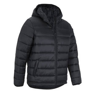 Veste matelassée légère avec logo personnalisé, vente en gros, veste chaude légère noire à capuche, veste d'hiver rembourrée en coton pour hommes - Product Image 4