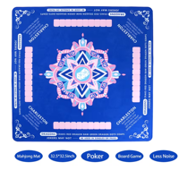 Tapis de jeu de mahjong américain Mandala Bohème, grand tapis de table carré en caoutchouc avec marquages des règles de Charleston pour le jeu de cartes et de plateau de mahjong