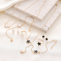 Ensemble de bijoux pour femmes, bracelet papillon porte-bonheur en 4 pièces, émail blanc et rose, plaqué or, bracelet, collier, bague, boucles d'oreilles
