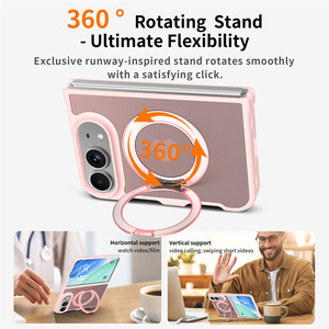 Coque de téléphone résistante aux chutes aux quatre coins, 360 ° Étui antichoc avec béquille magnétique rotative pour <span class=keywords><strong>iPhone</strong></span> 18 Fold - Product Image 5