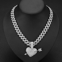 Pendentif en alliage flèche traversant le cœur, collier hip-hop pour homme, bijou pendentif amour