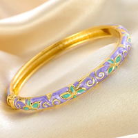 Gelang Rantai Lapis Emas Paduan Logam Tetesan Minyak Warna-warni Segar dan Manis untuk Wanita Gaya Istana Retro