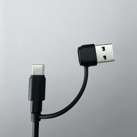 Kabel USB Type-C PD60W 2 in 1 Berkualitas Tinggi Konduktor Tembaga Murni Jaket TPE Pengisian Cepat untuk Ponsel Komputer Power Bank