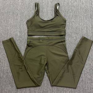 Conjunto Deportivo Ligero para Mujer, <span class=keywords><strong>Yoga</strong></span>, Alta Elasticidad, Transpirable, Bra y Leggings, <span class=keywords><strong>Ropa</strong></span> Deportiva Cómoda con Logotipo Frontal - Product Image 4