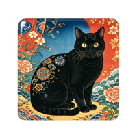 Aimant de réfrigérateur décoratif en gel noir antique en forme de chat