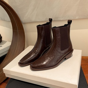 Botas Retro de Otoño-Invierno para Mujer, Diseño Personalizado, Ajustadas, con Punta en Pico, Tacón Grueso, Estilo Occidental, con Cordones - Product Image 1