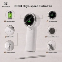 Ventilateur portable sans pales N603 OEM, haute vitesse, puissant, turbo-refroidissement, USB, mini, rechargeable, avec écran numérique, à porter à la main