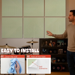 Panel Acústico Decorativo de Fibra de Poliéster Verde, Paneles de Pared Absorbentes de Sonido, Panel Acústico Autoadhesivo de <span class=keywords><strong>Fieltro</strong></span> PET <span class=keywords><strong>con</strong></span> Tira - Product Image 3