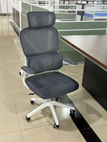 Chaise de bureau ergonomique pivotante en maille, réglable en hauteur, avec appui-tête et accoudoirs, base coulissante en acier inoxydable, style contemporain pour la maison et le bureau - Offre Spéciale