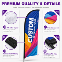Drapeaux en forme de larme personnalisés, 110g polyester, double face, sublimation HD, résistants au vent et aux UV, installation facile sans outils